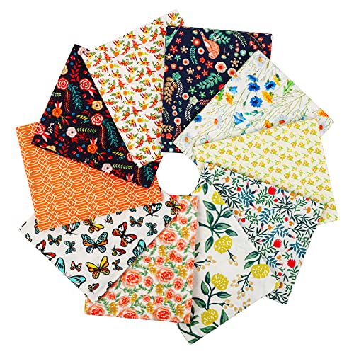 Craftido -25 Options- 100% Cotton Quilting Fabric Bundles 10pcs Fat Quarters 18”x21”-Medium Weight 5.2 oz- Soft Cotton for Quilting, Sewing Project, Patchwork, DIY Crafts – Secret Garden - color: Secret Garden