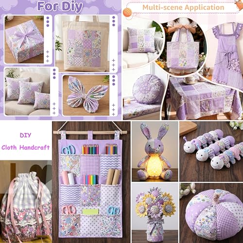 Purple Cotton Fabric Bundles, 7 pcs Precuts 15.7" x 19.7" - color: Purple Garden