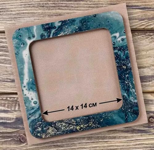 Magnetic Embroidery Hoop Big – 5.5"x5.5" Inner Size, Square Wooden Hoop for Plastic Canvas & Perforated Paper, Celadon Blue | FLMP‑010 - color: Celadon