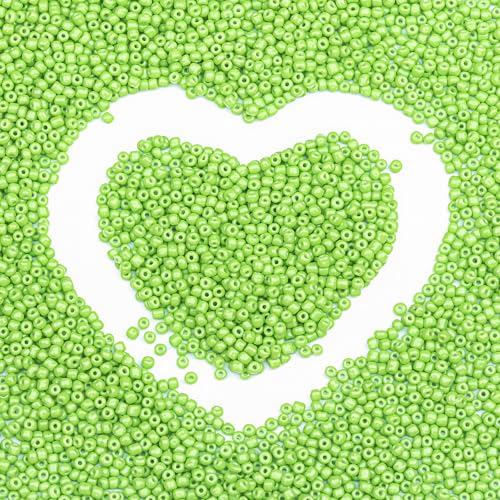 Legefo 4mm Glass Seed Beads Bulk, Bright Green 6/0 Small Mini Pony Seed Beads, Tiny Round Craft Bead for Bracelet Necklace Wrist Jewelry Making Beading Weaving DIY Crafts Supplies, 1000pcs - color: Bright Green