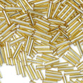 2000pcs Glass Bugle Beads, Tube Beads Bulk, Mini Long Tiny Small Waist Loose Spacer Embroidery Beaded for Bracelets Jewelry Making Sewing, Crafts, 2×6mm, Gold - color: Gold