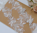 2yard lace Trim Ivory Sequins Beaded Flower Embroidery Appliques - color: SPXB-P3403A-2yR18