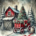 Christmas House Stamped Cross Stitch Kits for Beginners Adults 11CT - color: J187