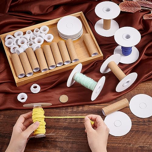 PH PandaHall 16 Sets Empty Paper Thread Spools, Wire Weaving Bobbins Paper Sewing Spools Removable Empty Wire Spools for Yarn Cord Chain Embroidery Sewing DIY Arts Crafts, 80mm/3.15" - size: 80mm/3.15"