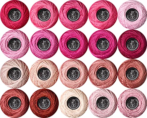 Soft 20 Colors Classic Crochet Thread 20 Pack,100% Cotton (Fuchsia-600-316) - color: Fuchsia Series