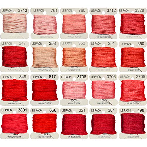 Premium Rainbow Color Embroidery Floss bobbins - Cross Stitch Threads - Friendship Bracelets Floss - Crafts Floss -20 Bobbins Six Strand Embroidery Floss Thread, Medium Melon Gradient - color: 3713-498
