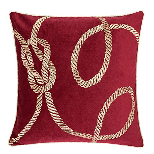 Embroidery Red Velvet Throw Pillow Cover, Merry Christmas Series Gift Knot Luxury Soft Fuzzy Cozy Warm Slik Gift Square Couch Cushion Pillow Case 20 x 20 Inch, Cover Only - color: U4-gift Knot Red