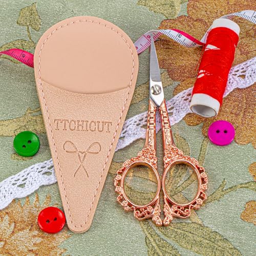 Rose Gold All Purpose Scissors with Sheath - Sewing & Embroidery Scissors for Home, Office & School - color: Rose Gold