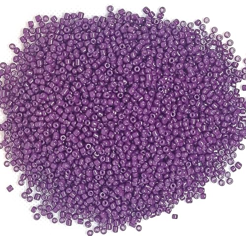 Perlin Glass Seed Beads 3mm 8/0 Round Mini Small Pony Beads 3300pcs for Making Earrings Bracelets Pendants Waist Jewelry DIY Handmade Opaque Color Kit (Purple, 2,6 mm ~ 3 mm) - color: Purple