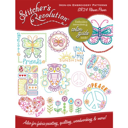 Stitcher's Revolution Flower Power Iron-On Transfer Pattern for Embroidery - size: 7x5 inches