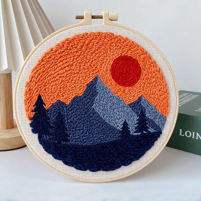 Punch Needle Kit Beginners Sunset Landscape Embroidery Kit DIY Craft Lovers - color: Sunset