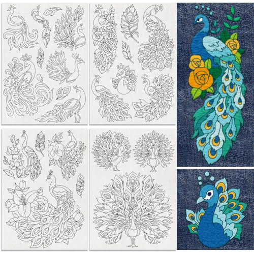 24Pcs Peacock Animal Water Soluble Hand Sewing Stabilizers