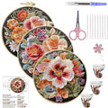 ARTopet 3Pcs Embroidery Kit for Beginners Cross Stitch Kits Needlepoint Set Colorful Flowers Patterns Embroidery Thread Kit for Craft Lover Hand Stitch with Hoop Threads Fabric - color: 3Pcs