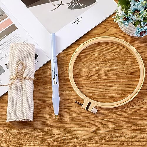 Allazone Punch Needle Starter Kit, Pattern & Fabric Embroidery, Adjustable Embroidery Pen for Adults & Kids Beginners (Mondlicht & See) - color: Mondlicht & See