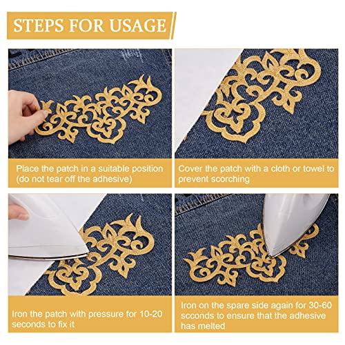 NBEADS 12 Pcs Gold Flower Embroidery Patch, 6 Styles Iron on Patches Sew on Patches Golden Floral Lace Appliques for Wedding Dress Decoration Repair Clothing Backpacks Jeans Caps - color: Gold Flower--12 Pcs