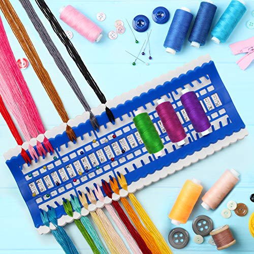Luxiv 50 Position Embroidery Floss Organizer, Thread Shelf with 15P Card - color: Blue, size: 50 Positions