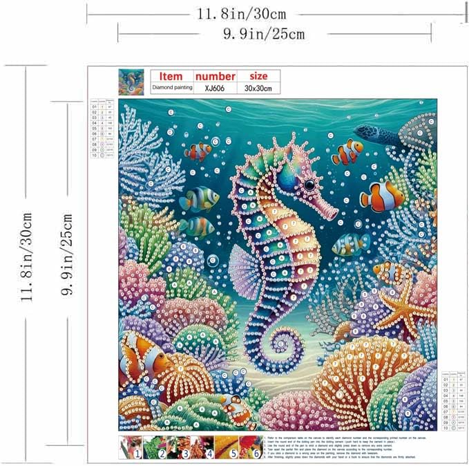 6 Pack Sea Turtle Special Shape Diamond Art Kits For Adults,Seahorse Octopus 5D Diamond Art Painting Kits for Beginner,DIY Crystal Rhinestones Painting Crafts Kits for Home Wall Decor 11.8 X 11.8inch - color: XJ6001-XJ607