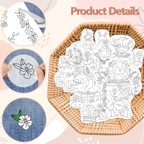 Peacoblue Animals Wearing Flowers Stick and Stitch Embroidery Patterns - color: Animals Wearing Flowers