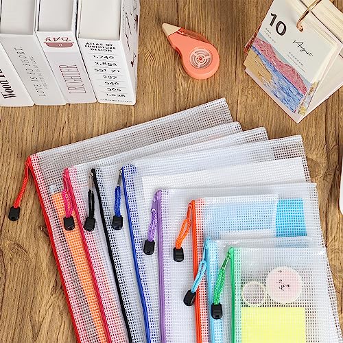 EOOUT 30pcs Mesh Zipper Pouch Bags, 8 Sizes Plastic Bags, 8 Colors Zipper Pouches - style: Multicolor-30pcs