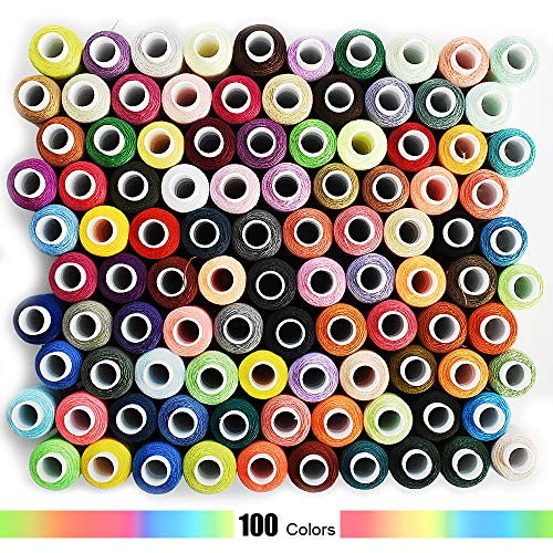 Sewing Thread 100 Colors Sewing Machine and Hand Stitching Polyester for Hand Stitching, Embroidery, Machine, Quilting and Crafts - color: 100 COLORS