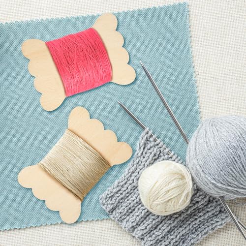 Marsrut 100 Pieces DIY Embroidery Thread Floss Bobbin Organizer Wooden Ribbon Twine Reel for Cross Stitch Cotton Craft Sewing Storage Holder Card, thread-bobbins-100pcs-230424