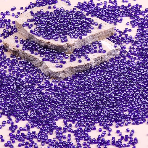 Legefo 4mm Glass Seed Beads Bulk, Metallic Blue 6/0 Small Mini Pony Seed Beads, Tiny Round Craft Bead for Bracelet Necklace Wrist Jewelry Making Beading Weaving DIY Crafts Supplies, 1000pcs - color: Metallic Blue