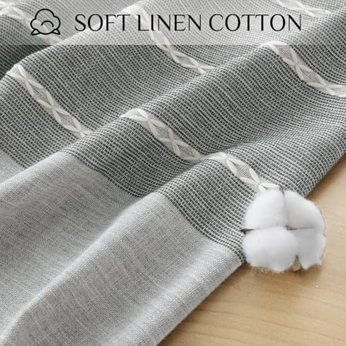 Softalker Outdoor Linen Rectangle Tablecloth with Tassel, 55 x 70 Inch - color: Grey Lines, size: 55" x 70" (Rectangular)