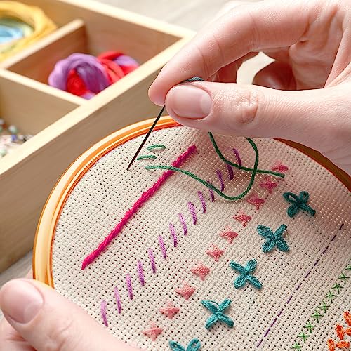 Caydo 6 Pieces Aida Cloth 14 Count Linen Cross Stitch Fabric - color: Linen