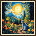 Redxing Counted Cross Stitch Kit for Beginners,Unprinted Needlepoint Kits for Beginners Cross Stitching Embroidery Kit 11CT Stitches kit-Cat Admiring the Moon 18x18 inch - color: KitColors11