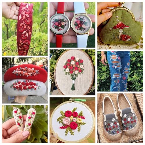 24 Bundles Polyester Embroidery Floss Cross Stitch Embroidery Thread Red Stitch Threads Bulk 1mm Floss Thread for Jewelry Making Bracelet Stitching Craft Supply - color: Red