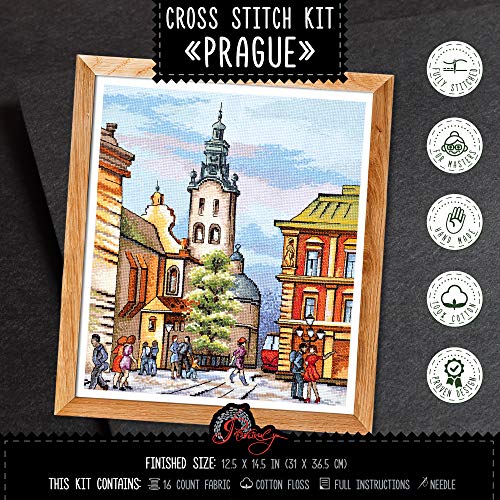 Hand Embroidery Kit 'Prague' Cross Stitch City Landscape Counted Pattern - color: Prague