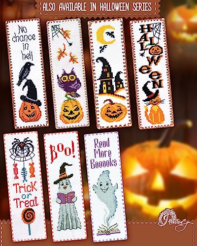 Povitrulya Halloween Cross Stitch Kit Trick or Treat - DIY Bookmark Set for Hand Embroidery - color: Trick or Treat