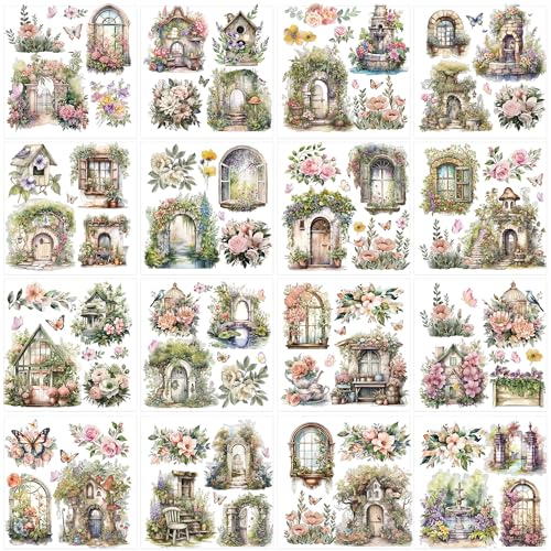 16 Pcs Garden Flower Rub-On Transfers for Furniture & Crafts - style: Flower Garden