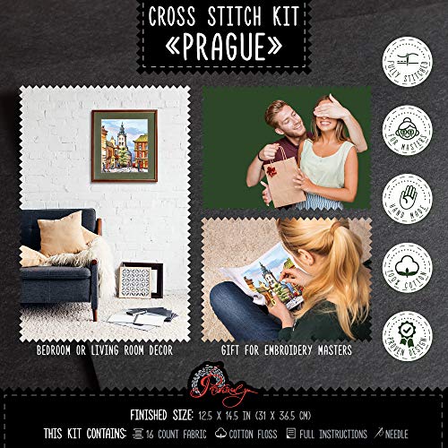 Hand Embroidery Kit 'Prague' Cross Stitch City Landscape Counted Pattern - color: Prague