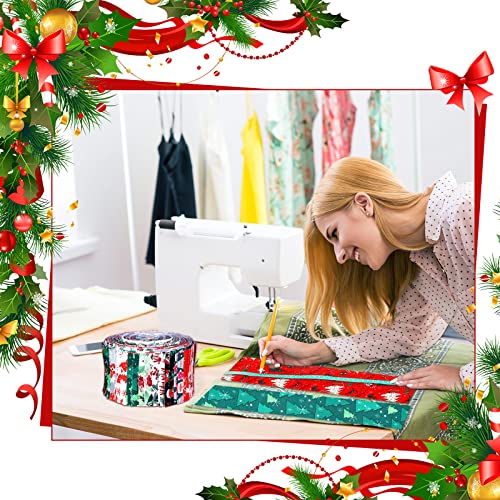 Tegeme 40 Pcs Christmas Jelly Fabric Strips for Quilting Winter Craft 2.55" - color: Vivid Style