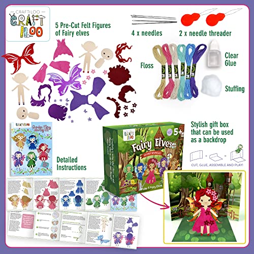 Fairy Elves Sewing Kit for Kids Ages 7-12 - Rainbow Garden Felt Craft - color: Garden Rainbow Fairies Kit
