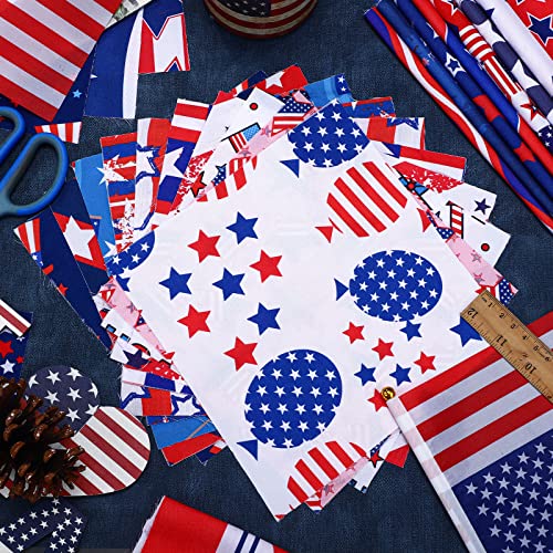 Irenare 100 Pcs 8 x 8 Inches Cotton Patriotic Fabric Squares - style: Star