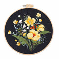 Amiiba Embroidery Starter Kit with Yellow Flowers Pattern, DIY Full Range Stamped Embroidery Cross Stitch Kits for Beginners Adults (Yellow Flowers) - color: Yellow Flowers