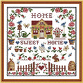 Howie's Needlepoint Cross Stitch Kits, 11CT Pre-Printed Pattern Needlepoint Kits, Full Range of Stamped Starter Kits (Sweet Home, 15 x 15 Inch) - color: Sweet Home