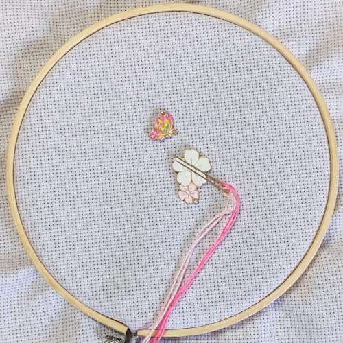 2 Pieces Pink Flower Butterfly Needle Minders, Cute Women Magnetic Needle Nanny Keeper, Cute Cross Stitch Embroidery Needlepoint Needlework Accessories Set for Sewing Needle and Pin Holders (Pink) - color: pink