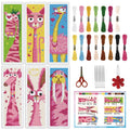 INFUNLY 6pcs Abstract Animal DIY Cross Stitch Bookmark Kits for Beginners Pink Theme Cross Stitch Kit with Instruction Bunny Cat Dog Stamped Embroidery Bookmark Kit for Book Lovers Readers Gift - style: 6pcs Abstract Animal