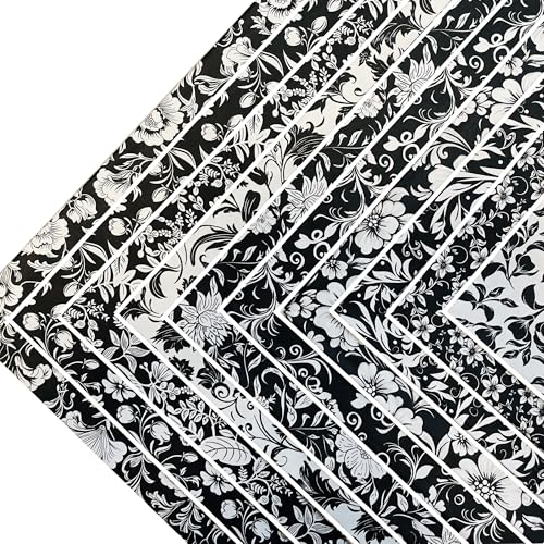12"x12" 50pcs Cotton Fabric Squares for Sewing Quilting Supplies-B&W Floral - color: Black&white Floral, size: 50 PCS 12"x12"