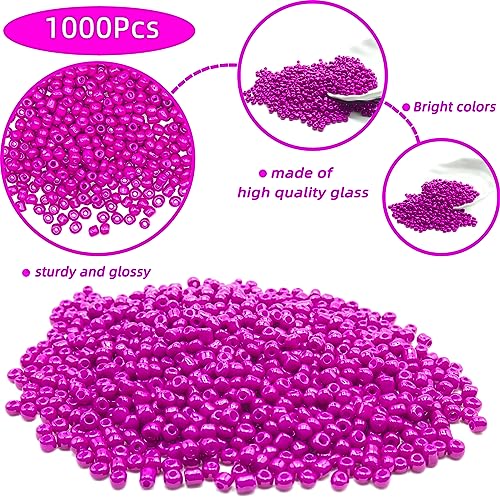 4mm Beads for Jewelry Making, 1000 Pcs Pony Beads Bulk for DIY Bracelet Earring Necklace Craft Supplies (Rose Red) - color: Rose Red