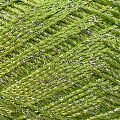 Shimmer Metallic Thread for Crochet, Lace & Embroidery,Green,Silver Glitter - color: Green, Silver Glitter, size: 1 Pack