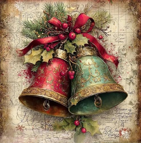 Tiwabb Christmas Bell Stamped Cross Stitch Kits for Adults Beginners - color: Cross Stitch 0725-3