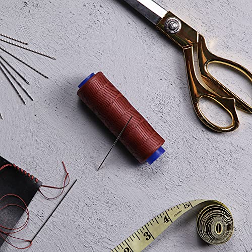 Waxed Thread, Strong Thread for Leather, Upholstery, Shoe, Bag, incl. Needle (Colour: Bordeaux) - color: Bordeaux