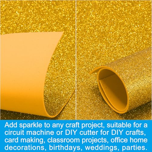 PATIKIL Yellow Shiny EVA Glitter Foam Sheet 11.8 x 7.9 Inch 2mm Thick Sparkle EVA Glitter Felt for Crafts DIY Project, 5 Pcs - color: Yellow