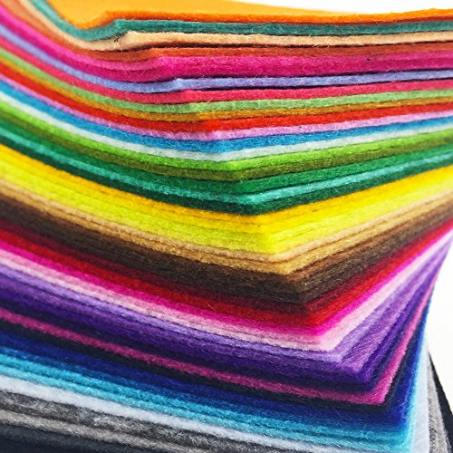 flic-flac 48PCS 8 x 12 inches (20 x 30cm) Assorted Color Felt Fabric Sheets Patchwork Sewing DIY Craft 1mm Thick … (20cm * 30cm, 48pcs) - color: 48pcs, size: 20cm * 30cm