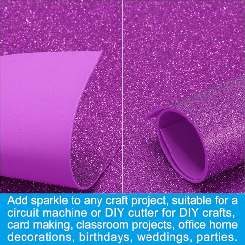 PATIKIL 2mm(1/10") Thick Non Adhesive Glitter Foam Sheet 16x24inch(40x60cm) Purple, EVA Shiny Foam Board for Craft, 6 Pcs - color: Purple