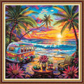 Fanxvivy Stamped Counted Cross Stitch Kits for Adults Printed Cross-Stitch Patterns 11CT Stamped or Counted Cross Stitching Embroidery Kit Needlepoint Kits-Sunset Afternoon Tea 18x18 inch - color: Artkits30